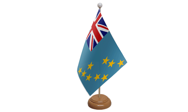 Tuvalu Small Flag with Wooden Stand
